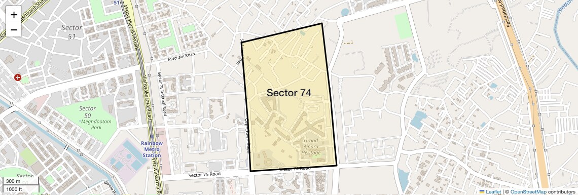 Location Map of Sector 74, Noida