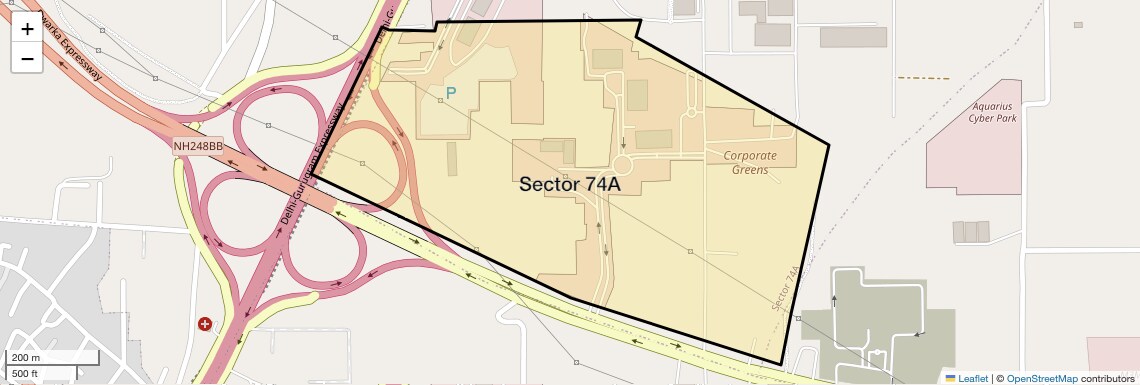 Location Map of Sector 74A, Gurgaon