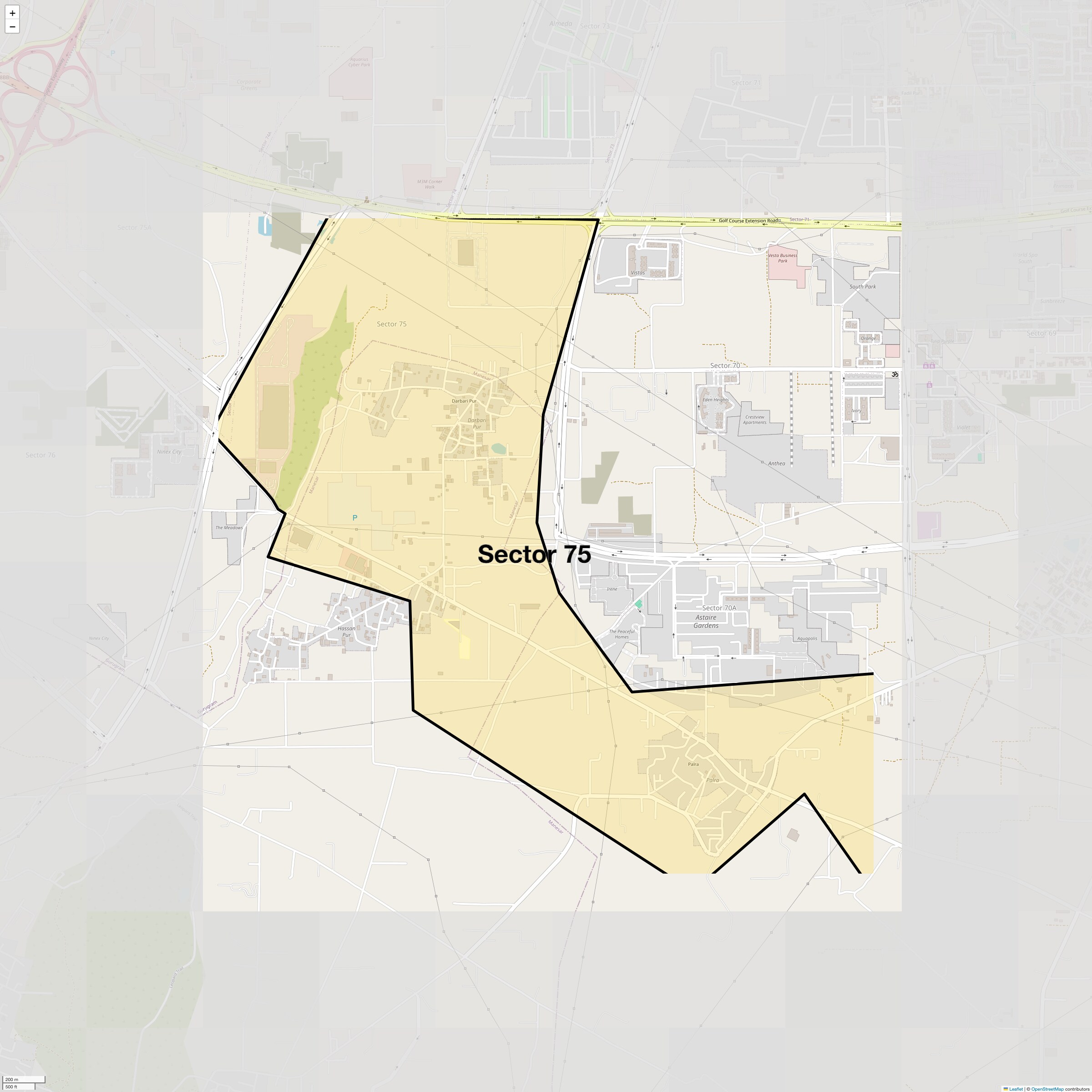 Location Map of Sector 75, Gurgaon