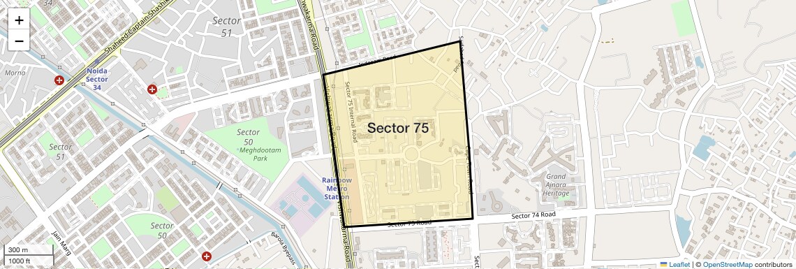 Location Map of Sector 75, Noida