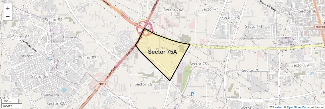 Location Map of Sector 75A, Gurgaon