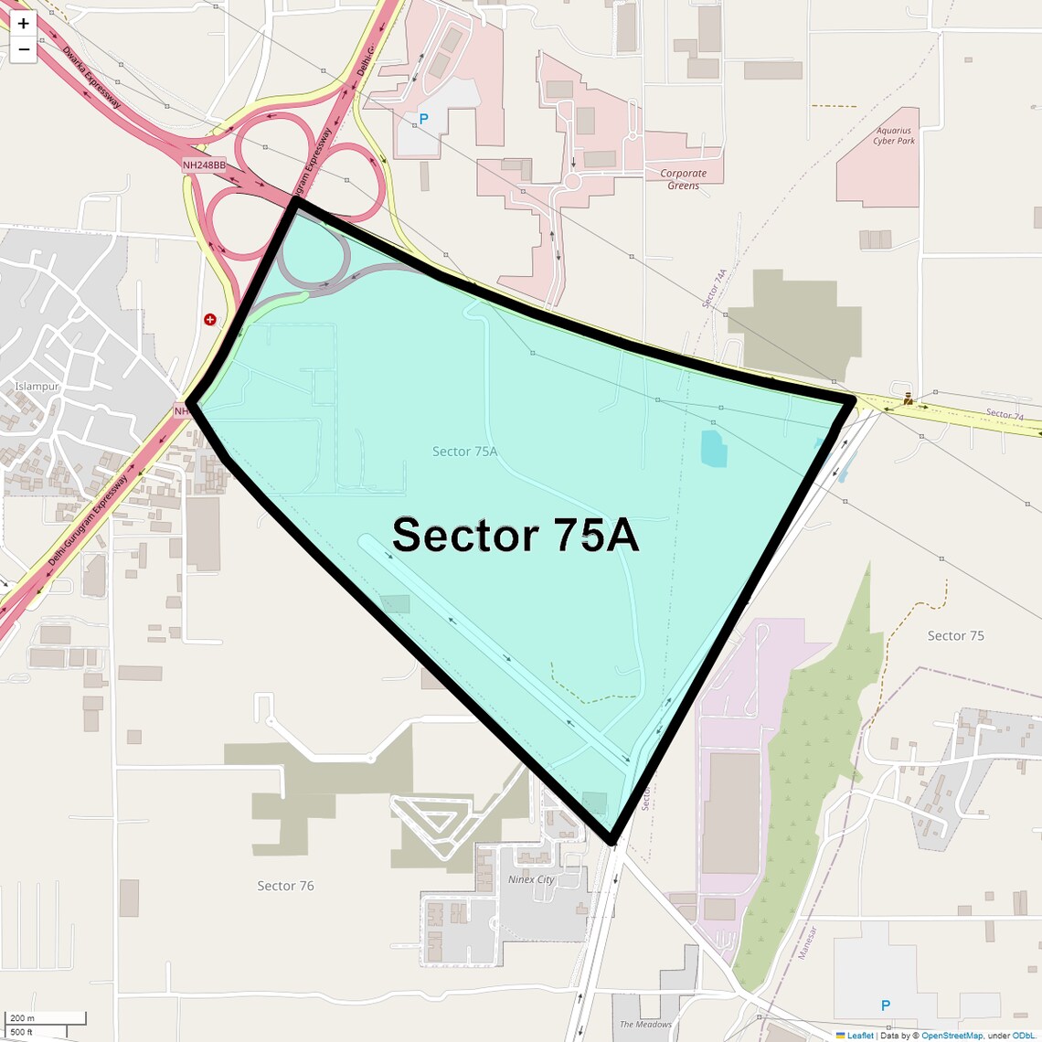 Location Map of Sector 75A, Gurgaon