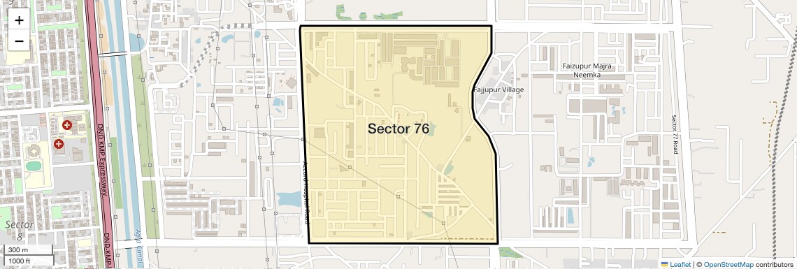 Location Map of Sector 76, Faridabad
