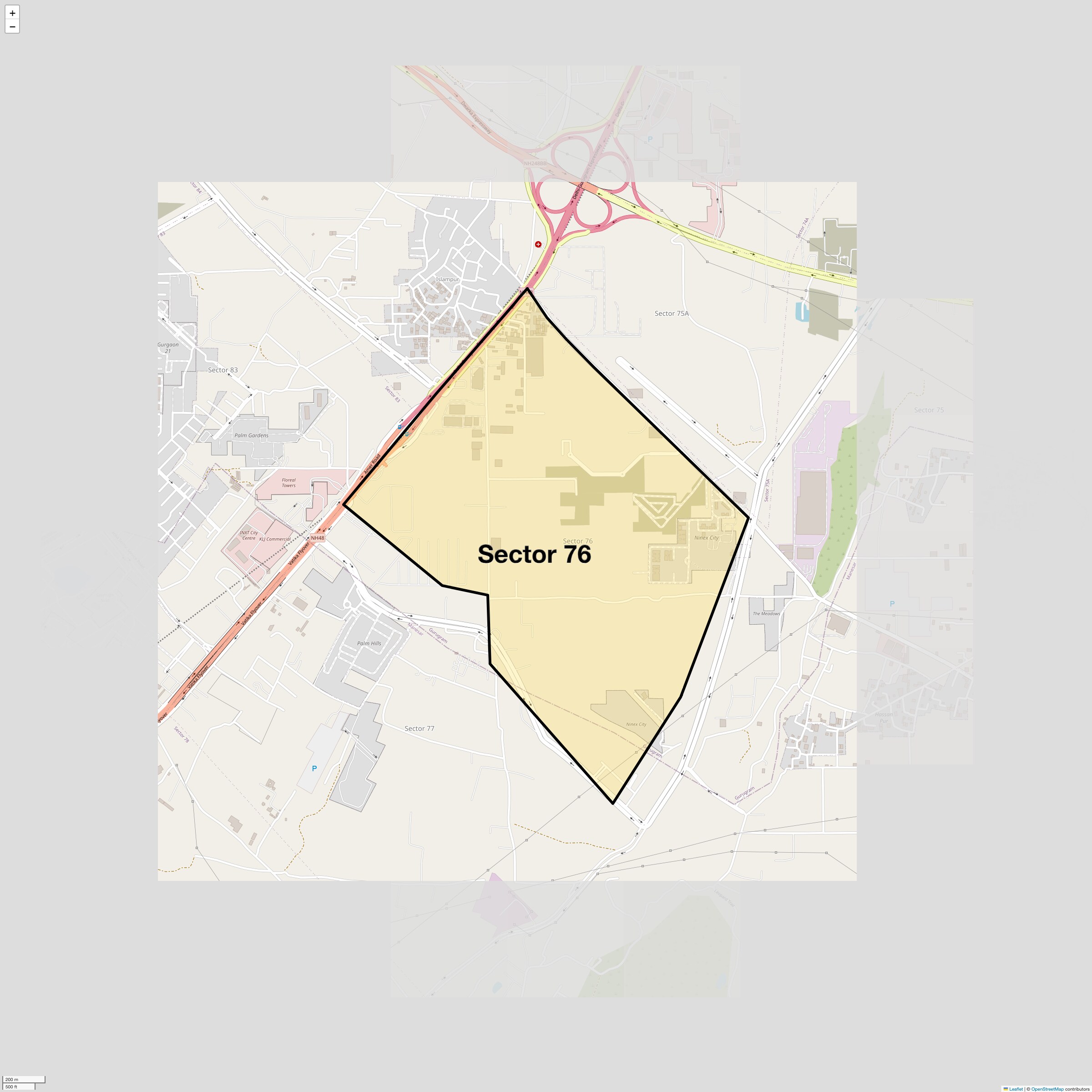 Location Map of Sector 76, Gurgaon