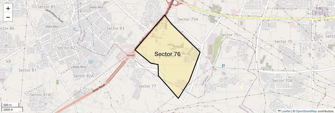 Location Map of Sector 76, Gurgaon