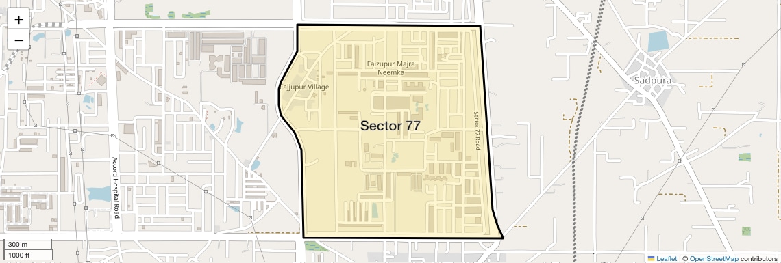 Location Map of Sector 77, Faridabad