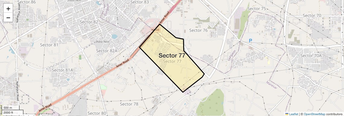 Location Map of Sector 77, Gurgaon