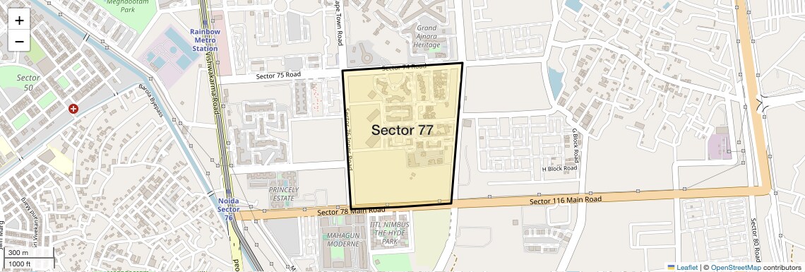 Location Map of Sector 77, Noida