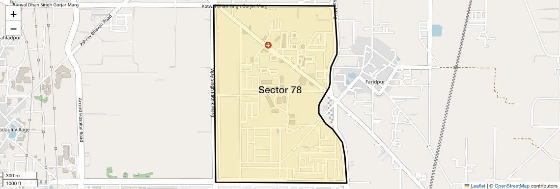 Location Map of Sector 78, Faridabad