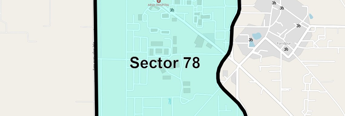 Location Map of Sector 78, Faridabad