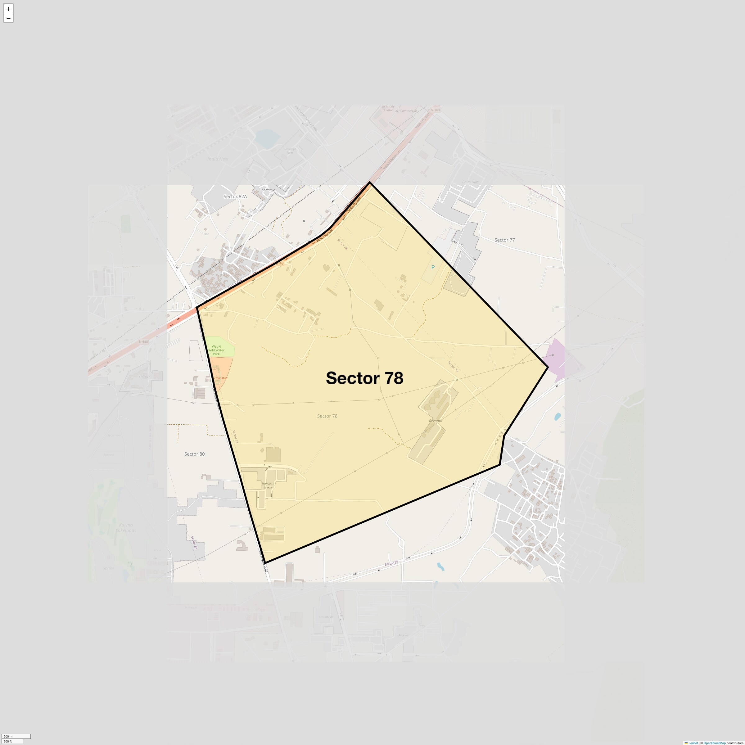 Location Map of Sector 78, Gurgaon