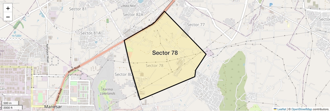 Location Map of Sector 78, Gurgaon