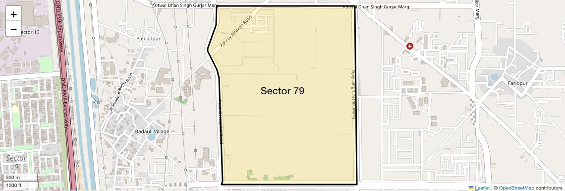 Location Map of Sector 79, Faridabad