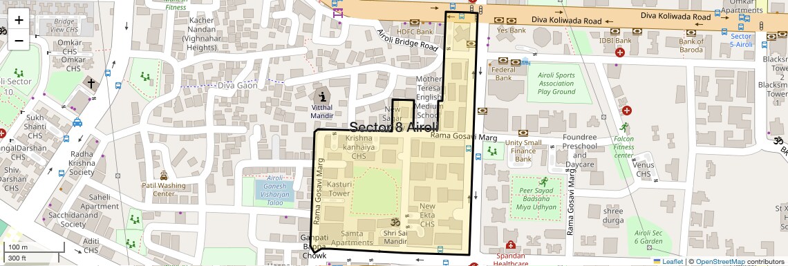 Location Map of Sector 8 Airoli, Navi Mumbai