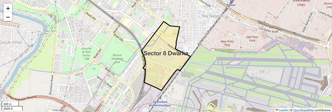 Location Map of Sector 8 Dwarka, Delhi