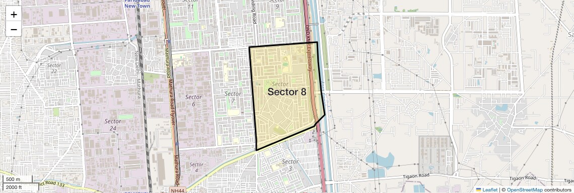 Location Map of Sector 8, Faridabad