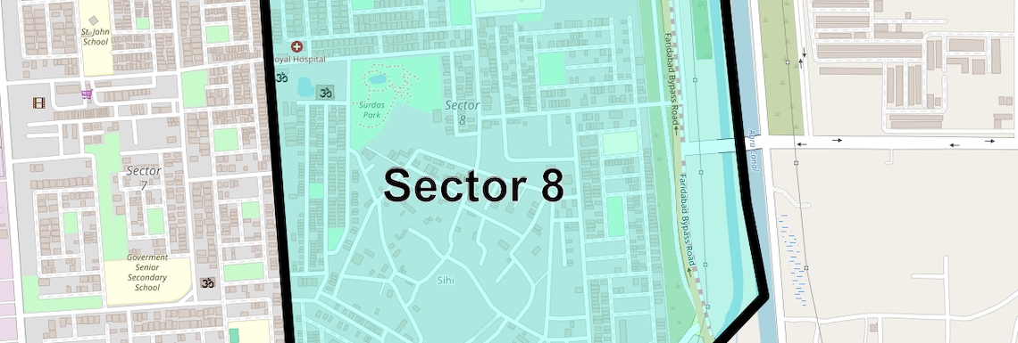 Location Map of Sector 8, Faridabad