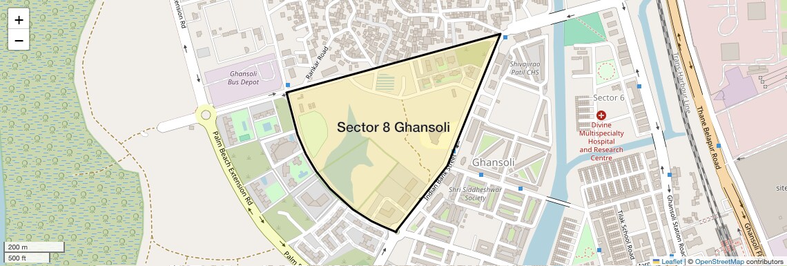 Location Map of Sector 8 Ghansoli, Navi Mumbai