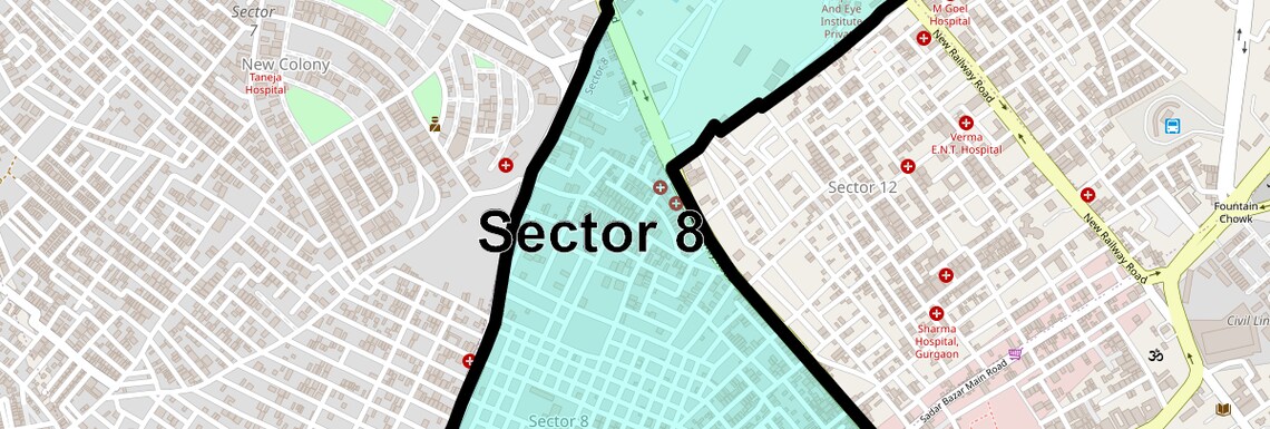 Location Map of Sector 8, Gurgaon