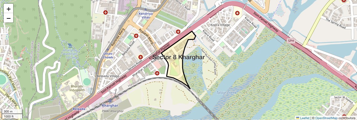 Location Map of Sector 8 Kharghar, Navi Mumbai
