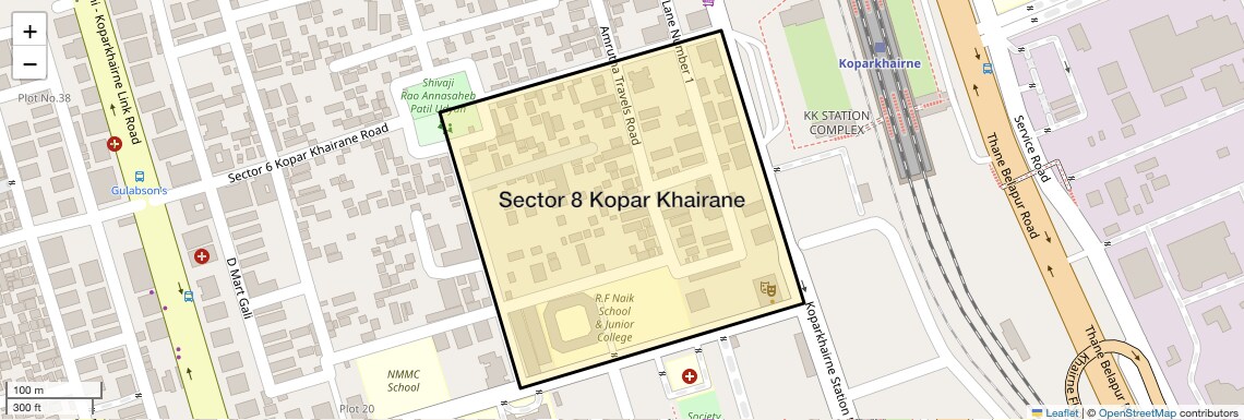 Location Map of Sector 8 Kopar Khairane, Navi Mumbai