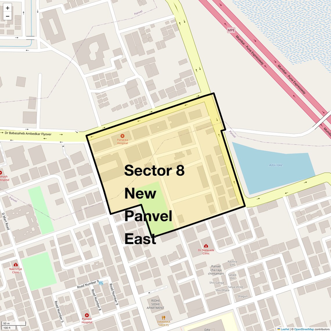 Location Map of Sector 8 New Panvel East, Navi Mumbai