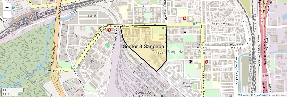 Location Map of Sector 8 Sanpada, Navi Mumbai
