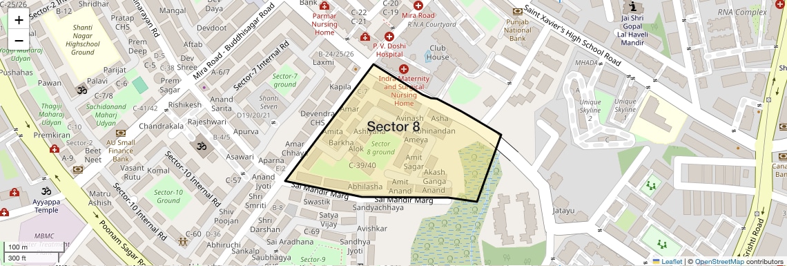 Location Map of Sector 8, Thane