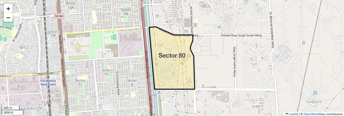 Location Map of Sector 80, Faridabad