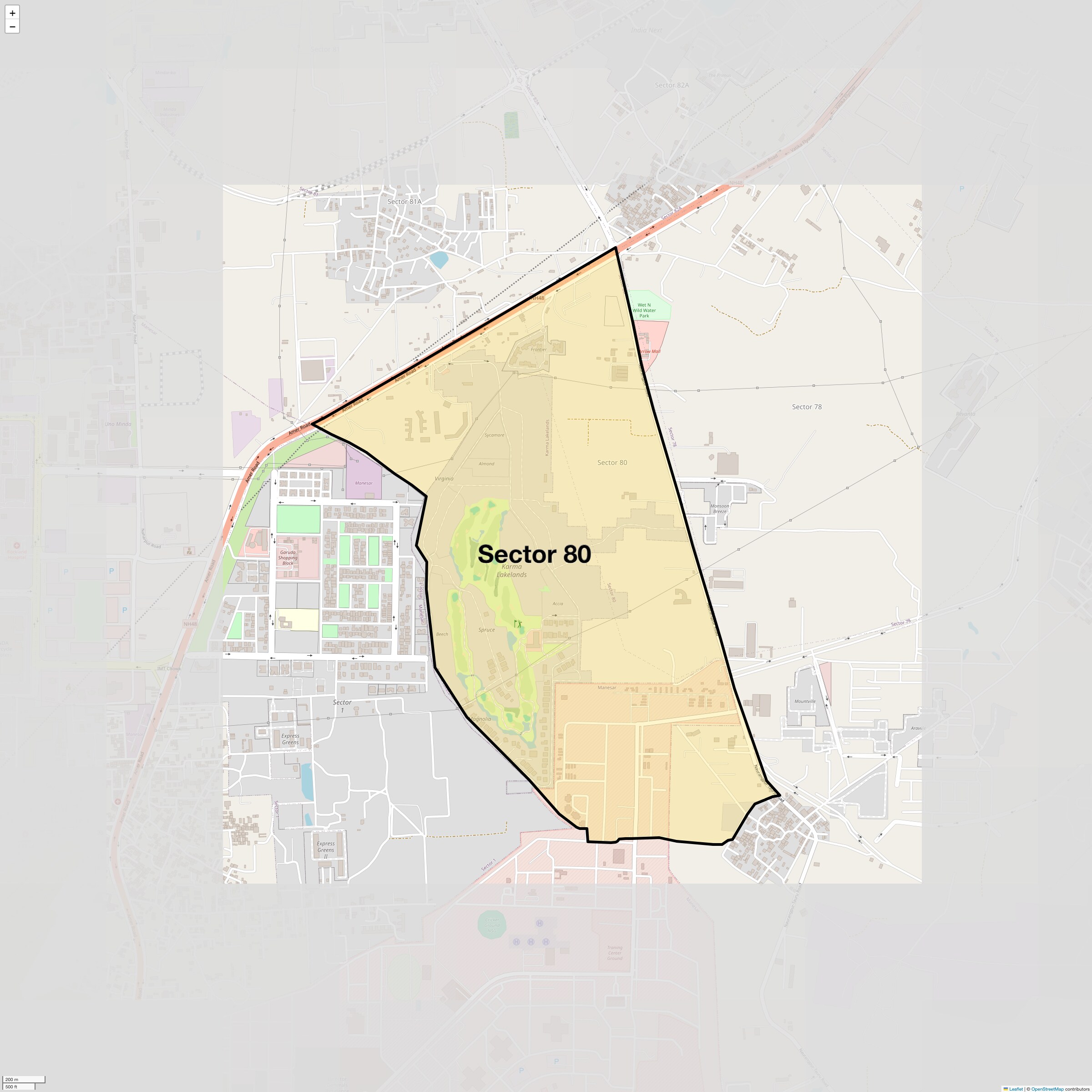 Location Map of Sector 80, Gurgaon