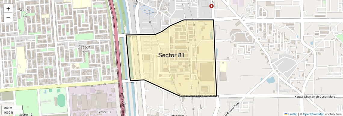 Location Map of Sector 81, Faridabad