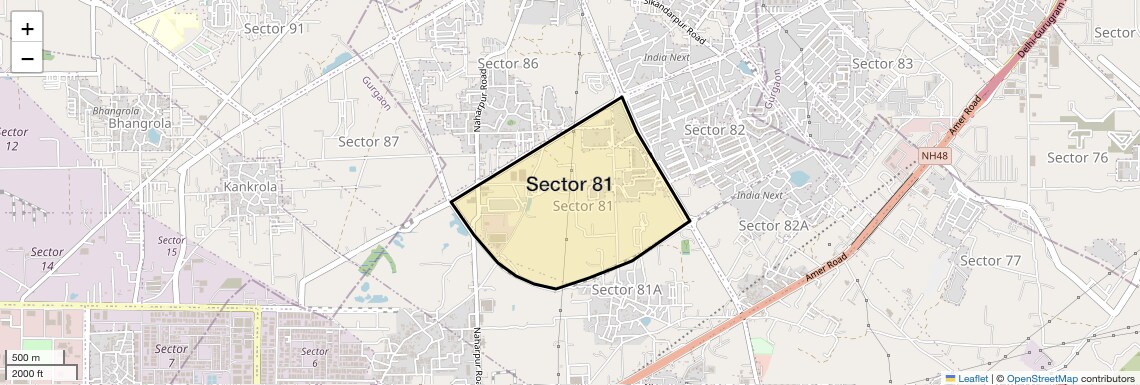 Location Map of Sector 81, Gurgaon