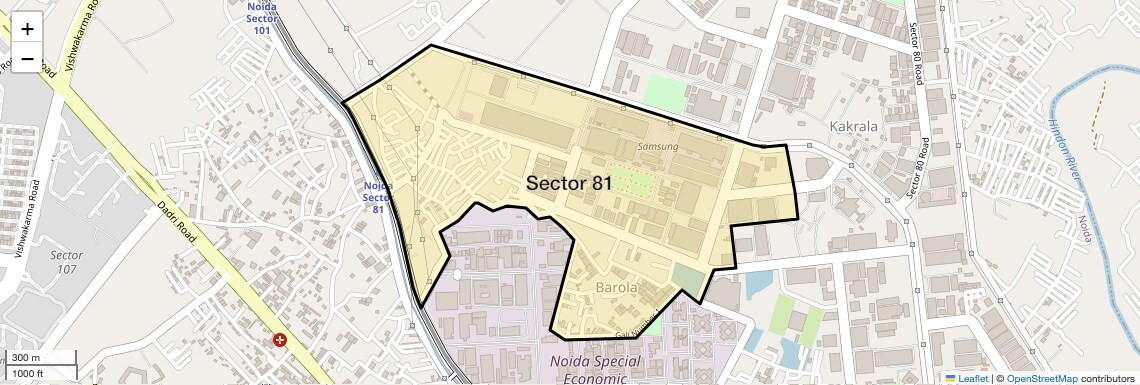 Location Map of Sector 81, Noida