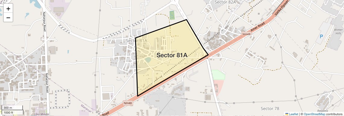 Location Map of Sector 81A, Gurgaon
