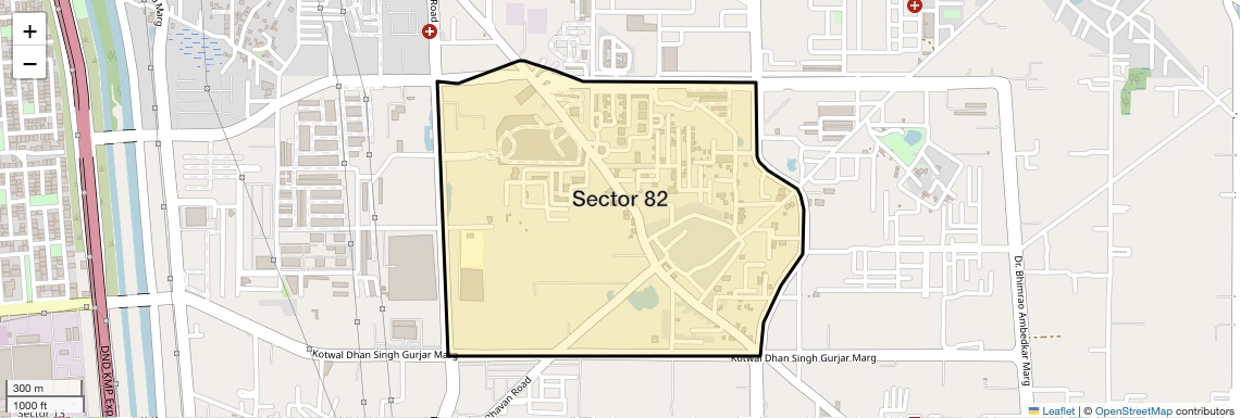Location Map of Sector 82, Faridabad
