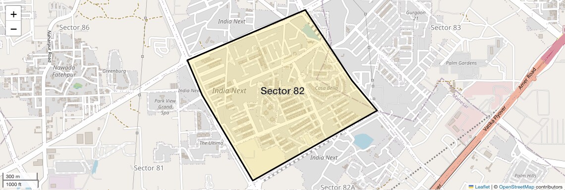 Location Map of Sector 82, Gurgaon