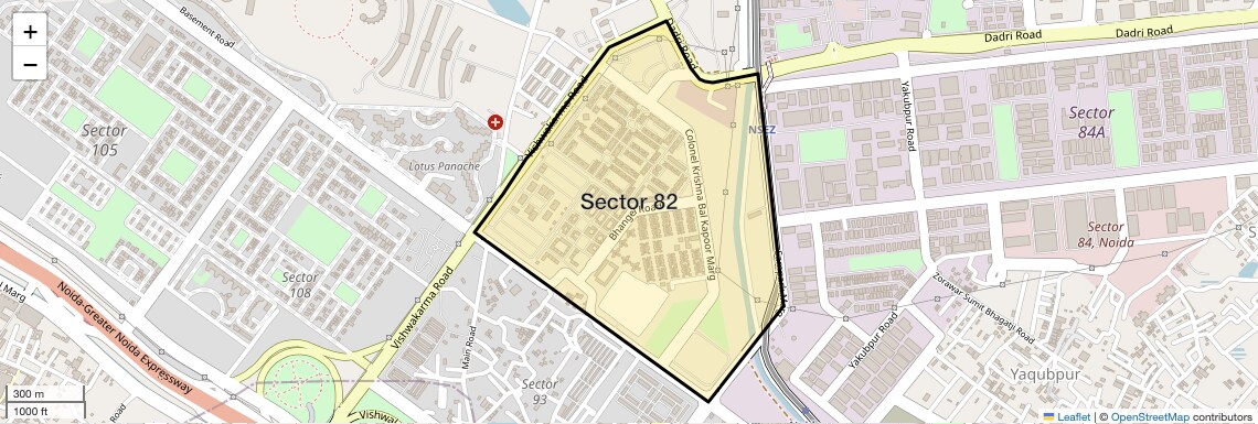 Location Map of Sector 82, Noida