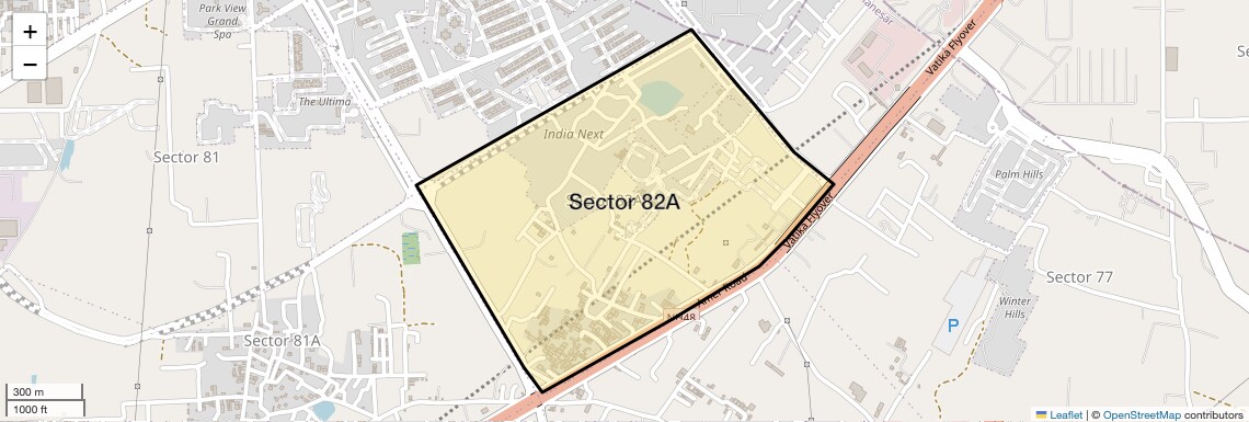 Location Map of Sector 82A, Gurgaon