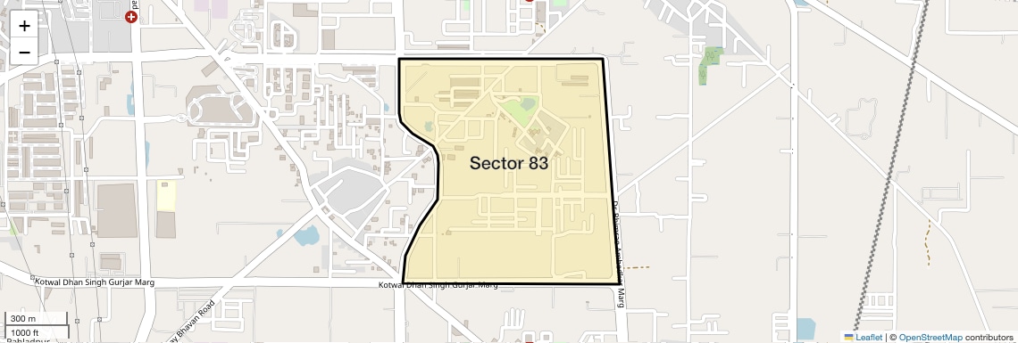 Location Map of Sector 83, Faridabad