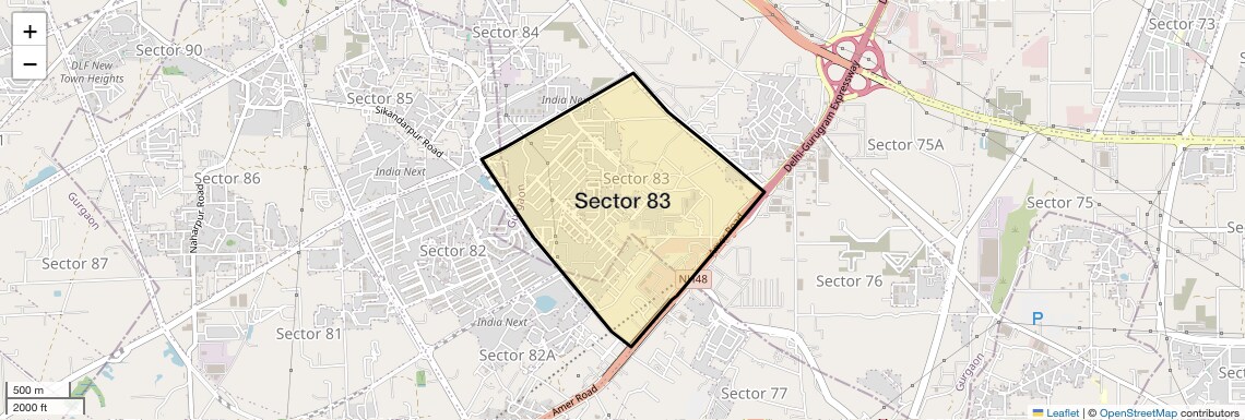 Location Map of Sector 83, Gurgaon