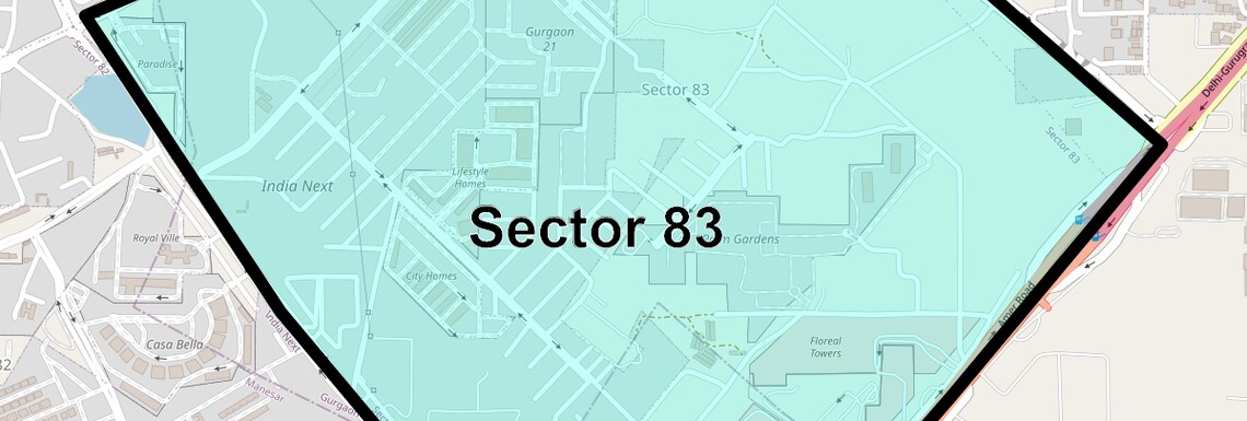 Location Map of Sector 83, Gurgaon