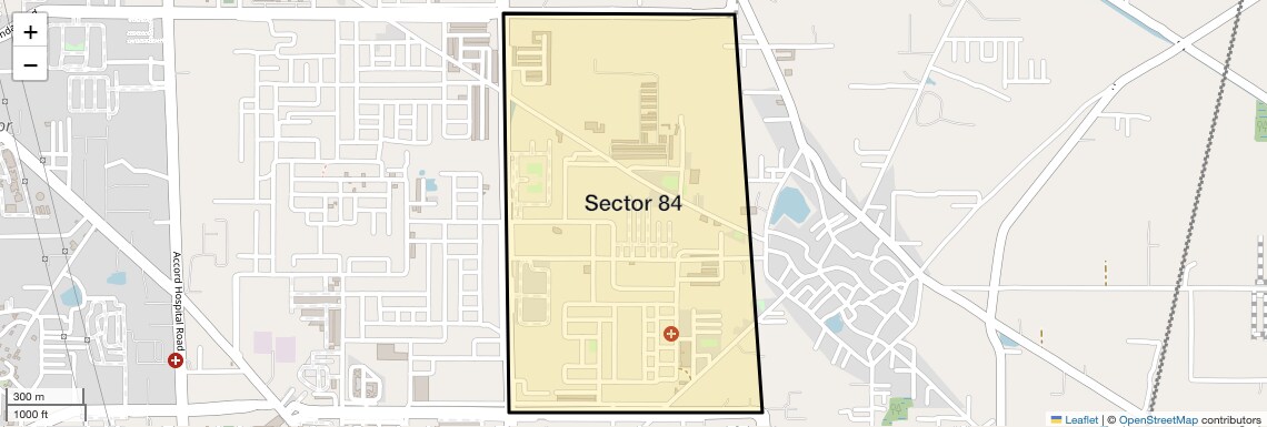 Location Map of Sector 84, Faridabad