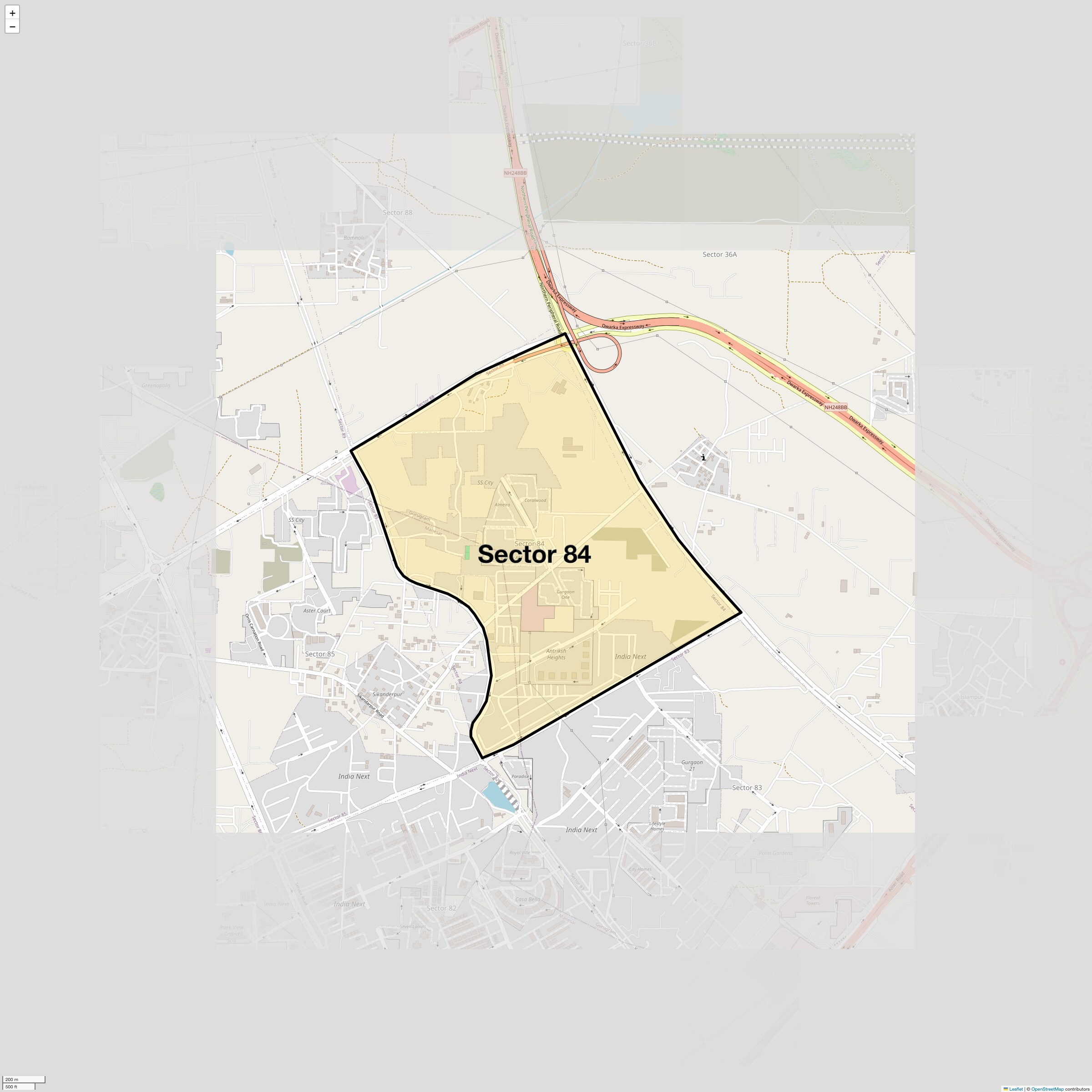 Location Map of Sector 84, Gurgaon