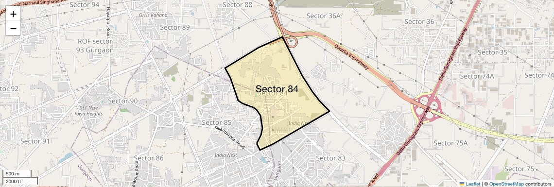 Location Map of Sector 84, Gurgaon