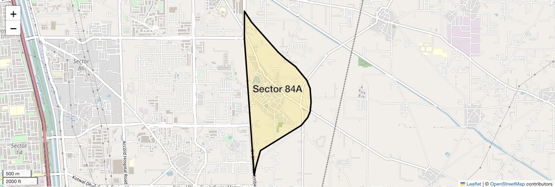 Location Map of Sector 84A, Faridabad