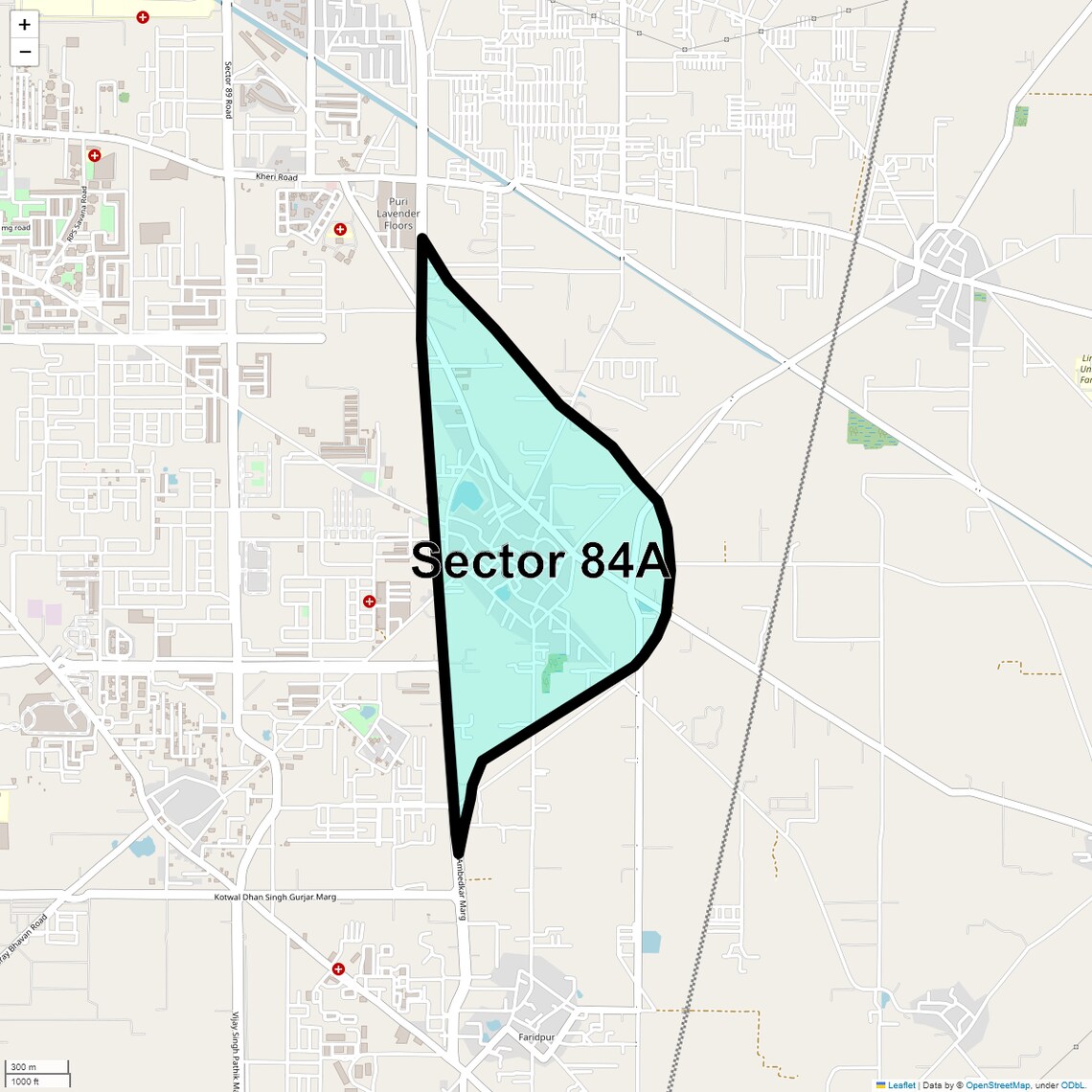 Location Map of Sector 84a, Faridabad