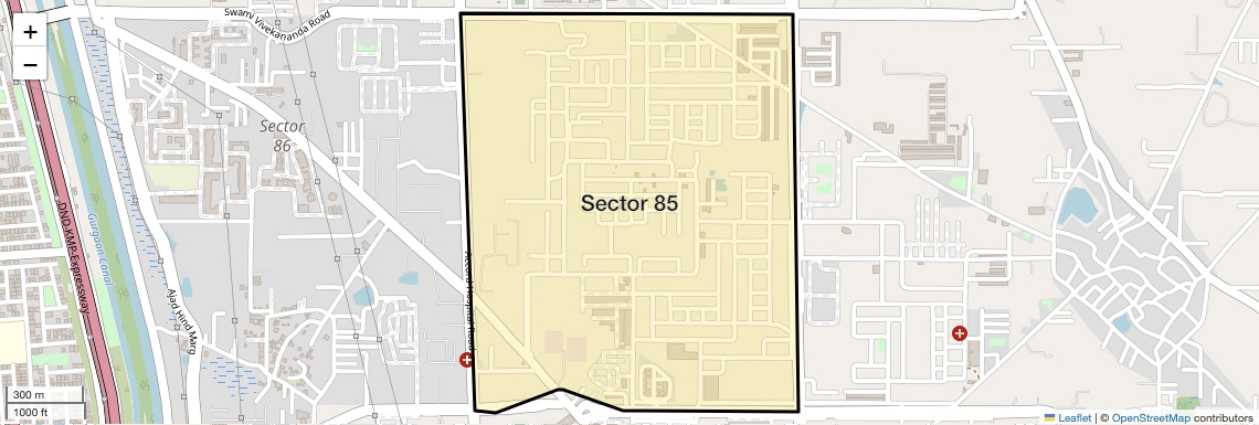 Location Map of Sector 85, Faridabad