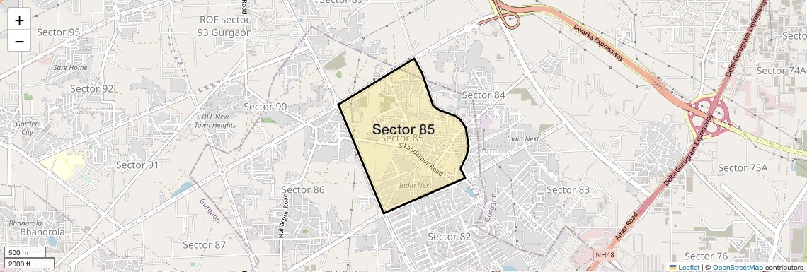 Location Map of Sector 85, Gurgaon