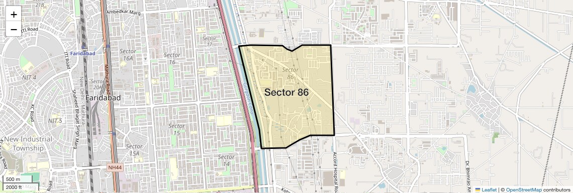 Location Map of Sector 86, Faridabad