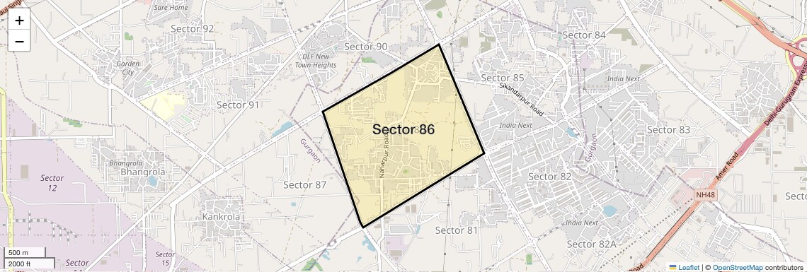 Location Map of Sector 86, Gurgaon